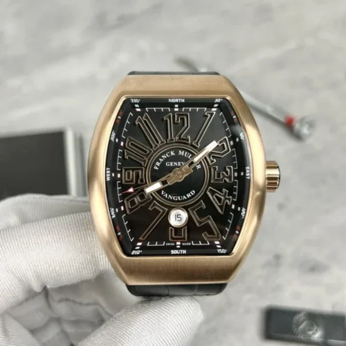 Franck Muller V45 Rose Gold Replica Watch Black Dial AB Factory 45mm